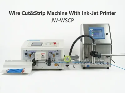 Máquina de Corte e Descascamento de Fios com Impressora a Jato de Tinta JW-WSCP