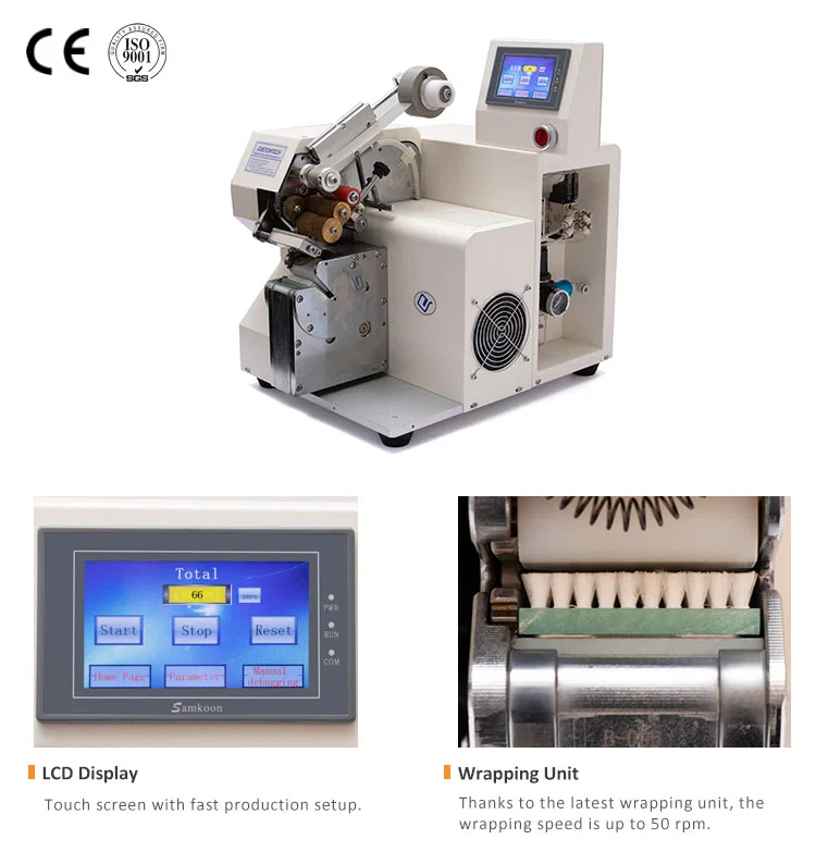 Máquina de enrolamento do cabo da fita para o chicote de fios do fio, Auto máquina de gravação do fio do cabo, máquina de envolvimento da fita do chicote de fios do cabo