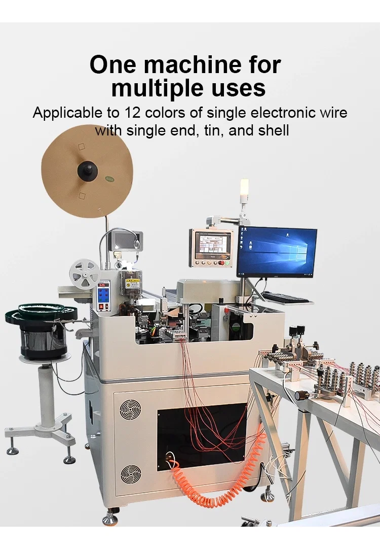 vários fios penetram no invólucro de plugues de plástico, máquina de estanhagem de crimpagem de terminal de posição de decapagem de fio, máquina de inserção de invólucro de plástico 
